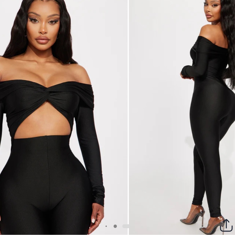 Fashion Nova Black Cut-Out Jumpsuit
